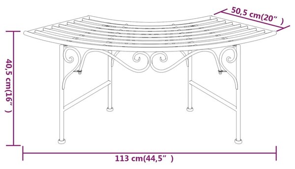 VidaXL fekete acél fa körüli pad 113 cm