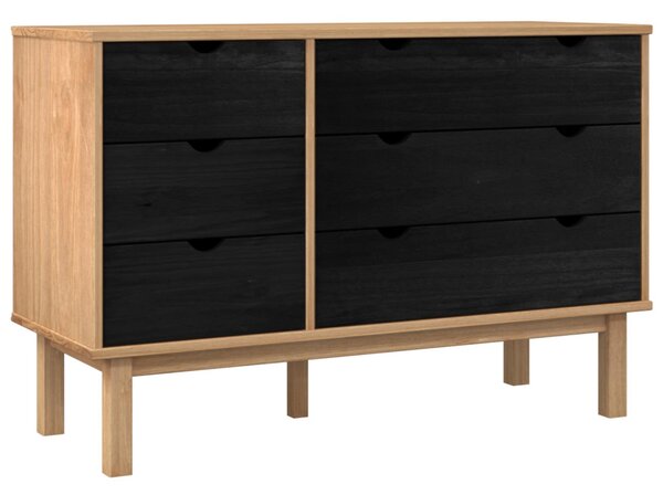 Fiókos szekrény OTTA Fekete 111 x 43 x 73,5 cm Tömör Fenyőfa