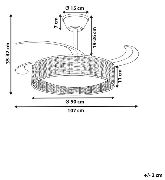 Mennyezeti ventilátor világítással TOMOKA Távirányítóval LED Fehér