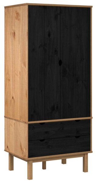 Ruhásszekrény OTTA Fekete 76,5 x 53 x 172 cm Tömör Fenyőfa