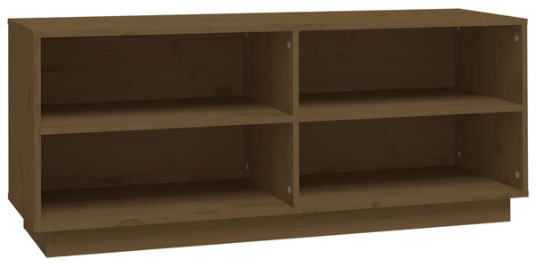Mézbarna tömör fenyőfa cipőszekrény 110 x 34 x 45 cm