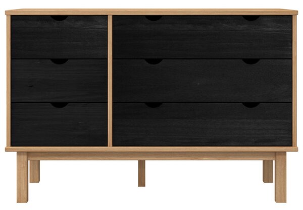Fiókos szekrény OTTA Fekete 111 x 43 x 73,5 cm Tömör Fenyőfa