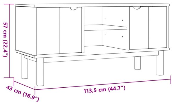 TV állvány OTTA 113,5 x 43 x 57 cm Fekete Tömör Fenyőfa