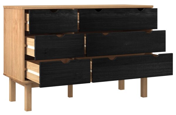 Fiókos szekrény OTTA Fekete 111 x 43 x 73,5 cm Tömör Fenyőfa