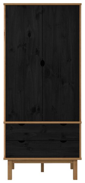 Ruhásszekrény OTTA Fekete 76,5 x 53 x 172 cm Tömör Fenyőfa