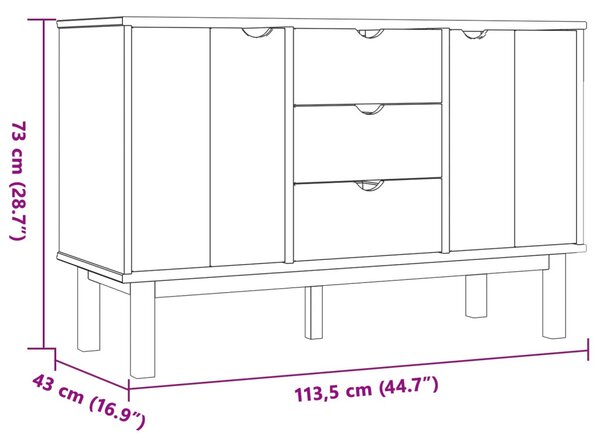 Széf OTTA Fekete 113,5 x 43 x 73 cm Tömör Fenyőfa