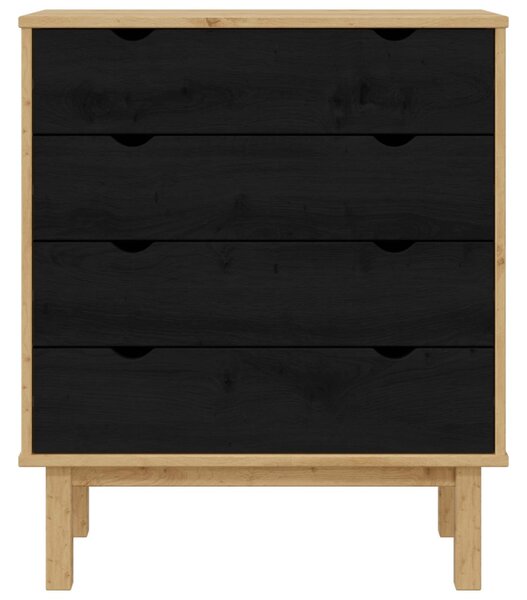 Fiókos szekrény OTTA Fekete 76,5 x 39,5 x 90 cm Tömör Fenyőfa