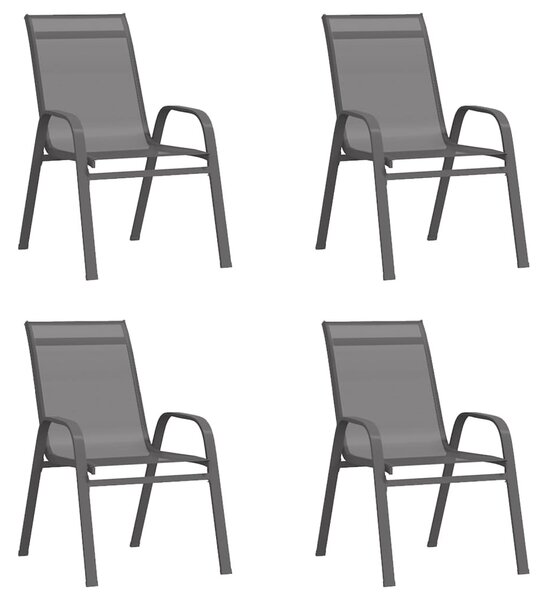 4 db szürke textilén rakásolható kerti szék