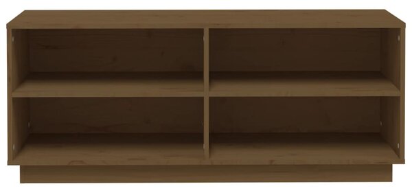 Mézbarna tömör fenyőfa cipőszekrény 110 x 34 x 45 cm
