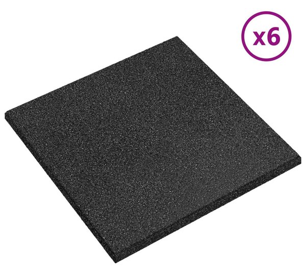 Esés elleni védelmi csempék 6 pcs Fekete 50 x 50 cm Gumi