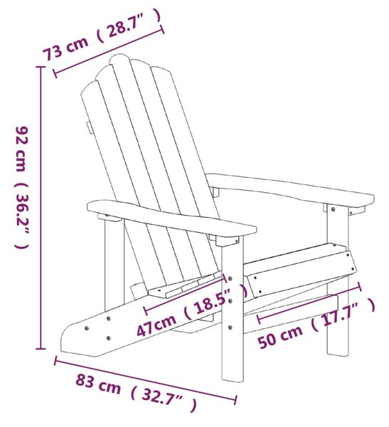 2 db fehér HDPE kerti adirondack szék
