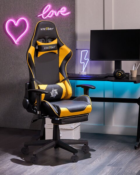 Gamer szék VICTORY Műbőr Sárga