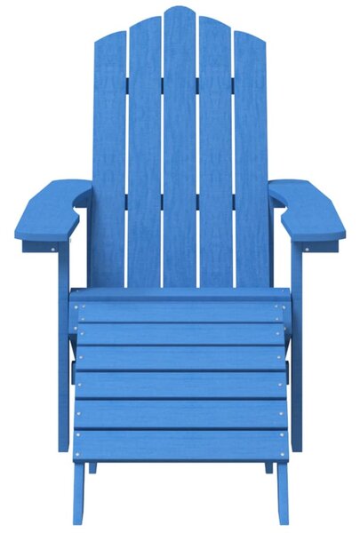 Vízkék HDPE kerti adirondack szék lábtartóval