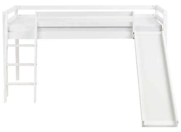 Magasított ágy Fenyő STAPLE 90 x 200 cm Csúszdával Fehér