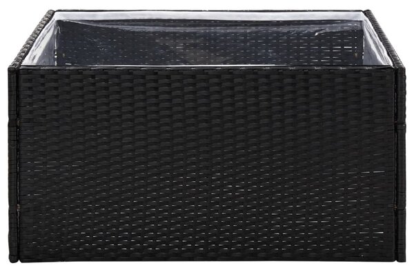Fekete polyrattan kerti ültetőláda 80 x 80 x 40 cm