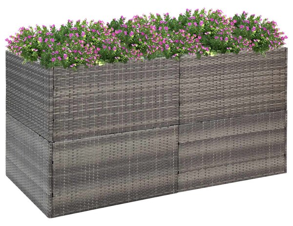 Szürke polyrattan kerti ültetőláda 157x80x80 cm