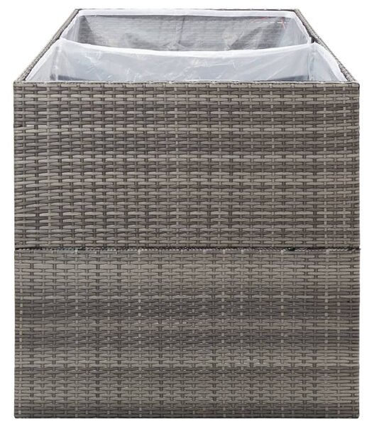 Szürke polyrattan kerti ültetőláda 157x80x80 cm