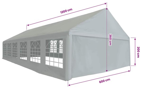 VidaXL Sátor textil váz nélkül Szürke 12 x 6 m PE