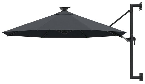 VidaXL antracitszürke fali napernyő LED-ekkel és fémrúddal 300 cm