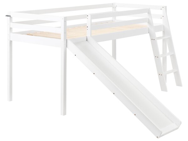 Magasított ágy Fenyő STAPLE 90 x 200 cm Csúszdával Fehér
