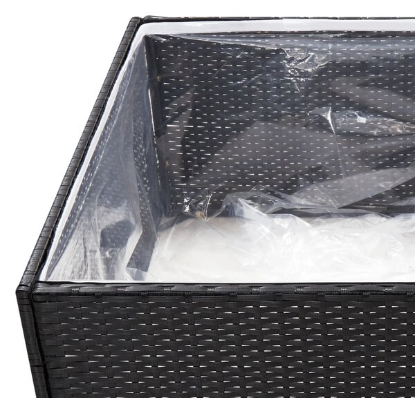 Fekete polyrattan kerti ültetőláda 80 x 80 x 40 cm