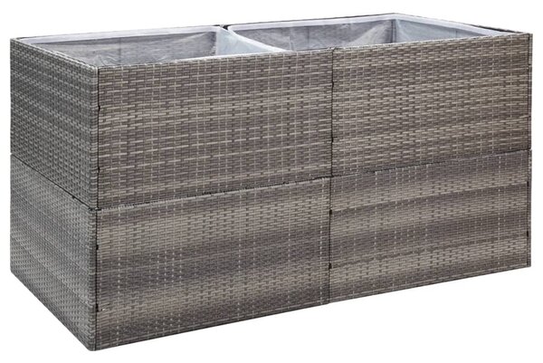 Szürke polyrattan kerti ültetőláda 157x80x80 cm
