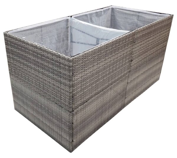 Szürke polyrattan kerti ültetőláda 157x80x80 cm