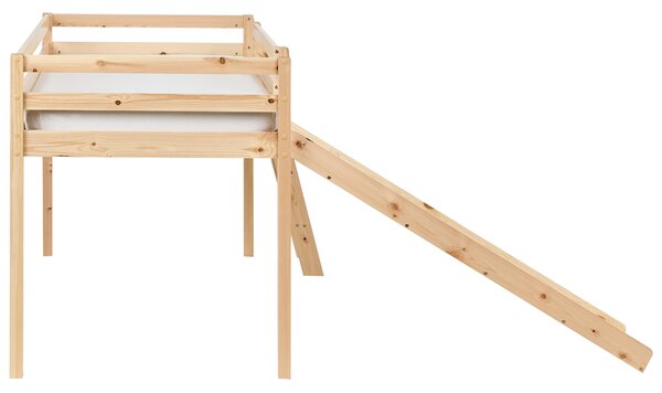 Magasított ágy Fenyő STAPLE 90 x 200 cm Csúszdával Világosbarna