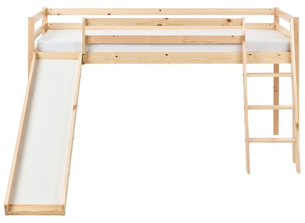 Magasított ágy Fenyő STAPLE 90 x 200 cm Csúszdával Világosbarna