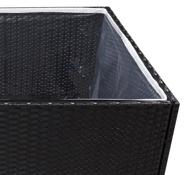 Fekete polyrattan kerti ültetőláda 80x80x80 cm