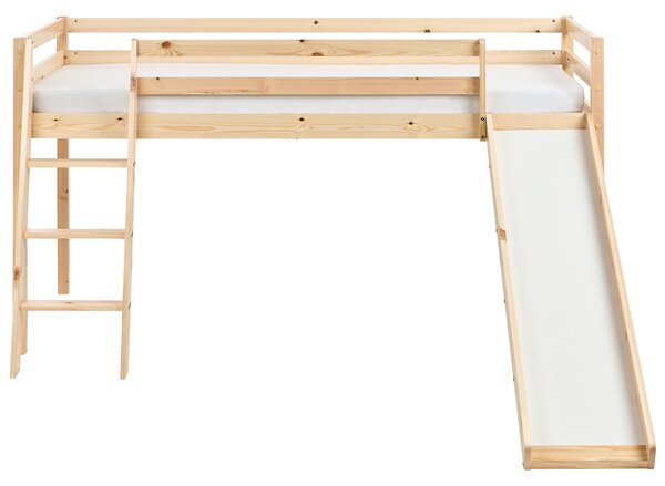 Magasított ágy Fenyő STAPLE 90 x 200 cm Csúszdával Világosbarna