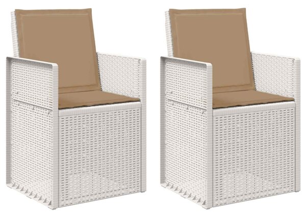 VidaXL Kerti étkező székek 2 pcs Fehér és Tópszínú PP