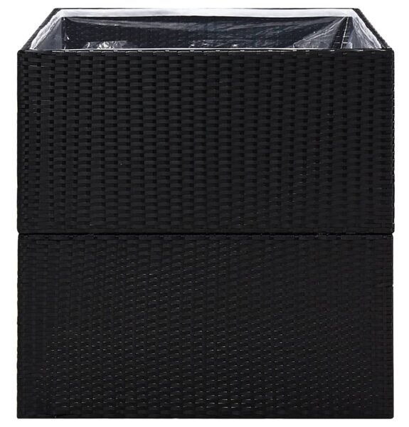 Fekete polyrattan kerti ültetőláda 80x80x80 cm