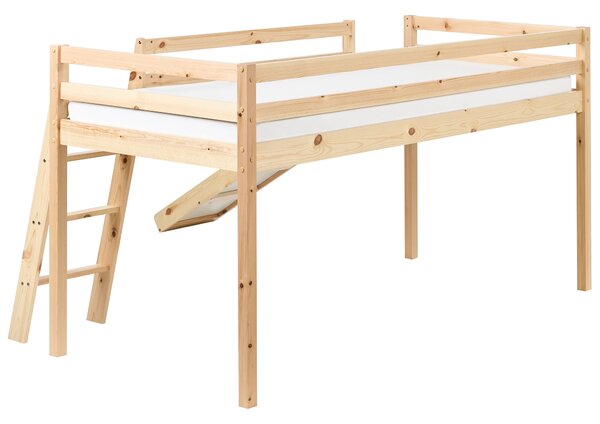 Magasított ágy Fenyő STAPLE 90 x 200 cm Csúszdával Világosbarna