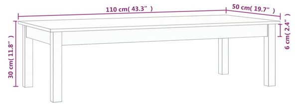 Tömör fenyőfa dohányzóasztal 110 x 50 x 30 cm