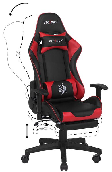 Gamer szék VICTORY Műbőr Piros