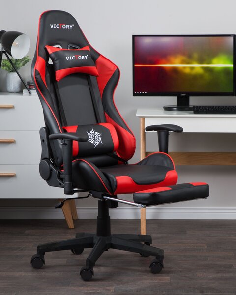 Gamer szék VICTORY Műbőr Piros