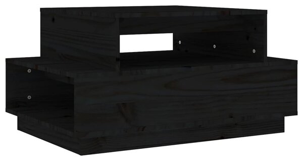 Fekete tömör fenyőfa dohányzóasztal 80x55x40,5 cm