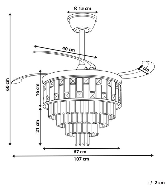 Mennyezeti ventilátor világítással ALAPAHA Távirányítóval LED Arany