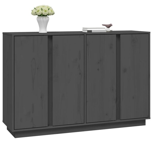 Szürke tömör fenyőfa tálalószekrény 120x35x80 cm