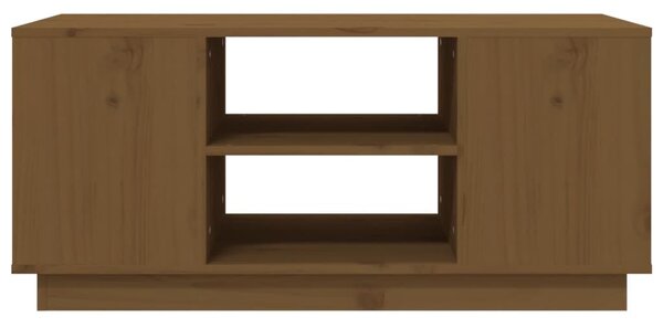 Mézbarna tömör fenyőfa dohányzóasztal 90x49x40,5 cm