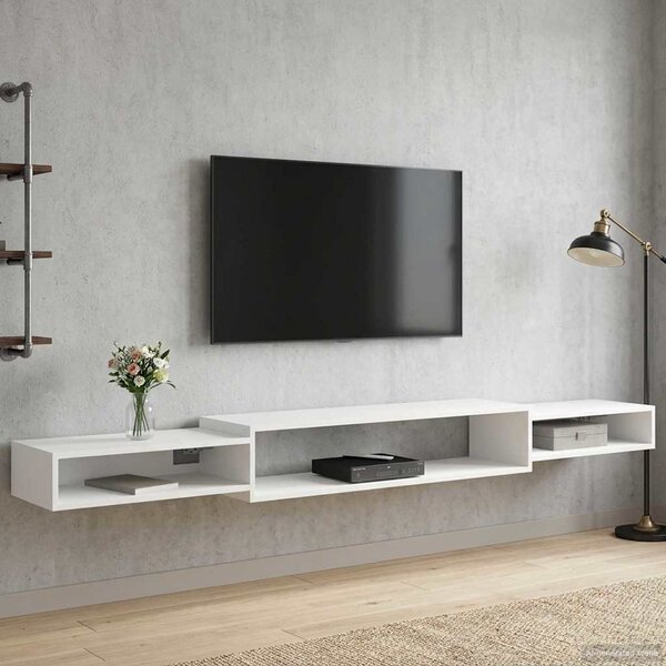 Falsítható TV Szekrény Falra szerelhető Fehér 220 x 28 x 21 cm