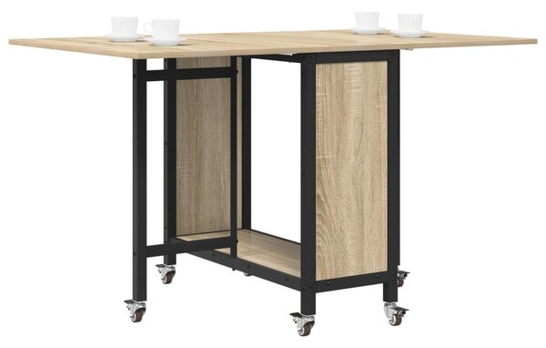 Összecsukható étkezőasztal görgőkkel 130 x 80 x 76,5 cm acél PB