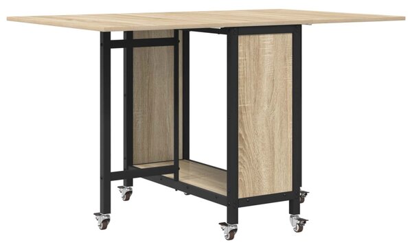 Összecsukható étkezőasztal görgőkkel 130 x 80 x 76,5 cm acél PB