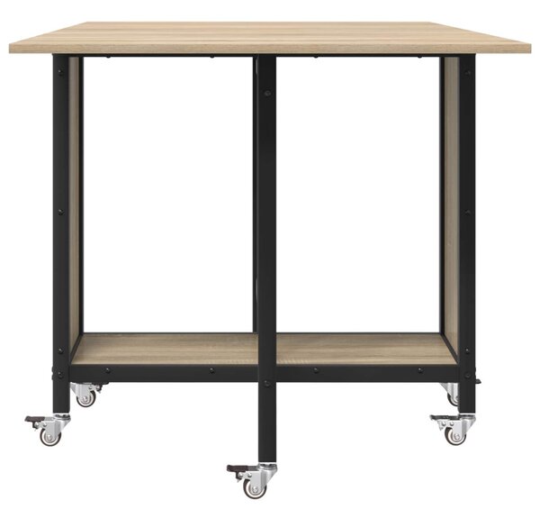 Összecsukható étkezőasztal görgőkkel 130 x 80 x 76,5 cm acél PB