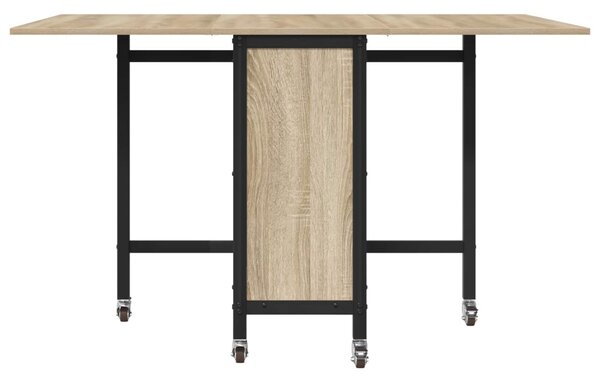 Összecsukható étkezőasztal görgőkkel 130 x 80 x 76,5 cm acél PB