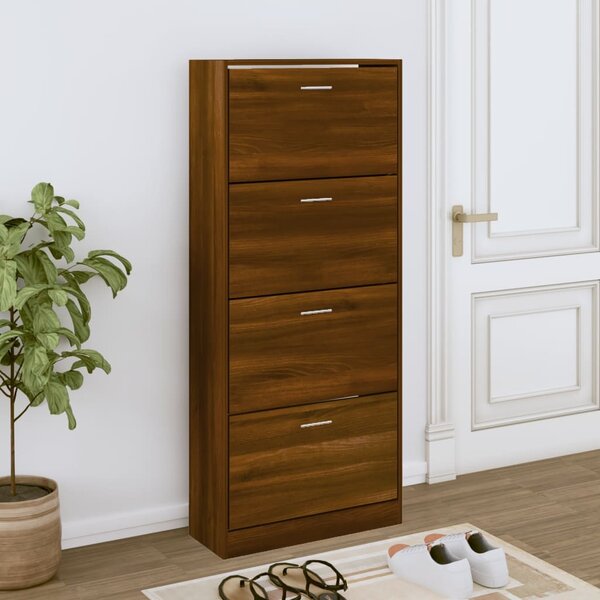 Barna tölgy színű szerelt fa cipősszekrény 63x24x147 cm