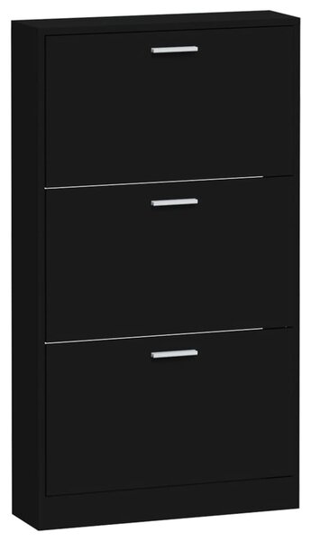 Fekete szerelt fa cipősszekrény 59x17x108 cm