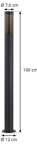 Lindby ösvény lámpa Statius, antracit/átlátszó, vas, 100 cm, Fekete, fém, Modern