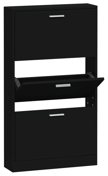 Fekete szerelt fa cipősszekrény 59x17x108 cm